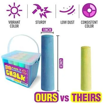 S.T.O.R.M. Sidewalk Chalk Sets For Kids Easter Basket Stuffers For Outside Bulk Washable Chalk Bucket 20 Pieces