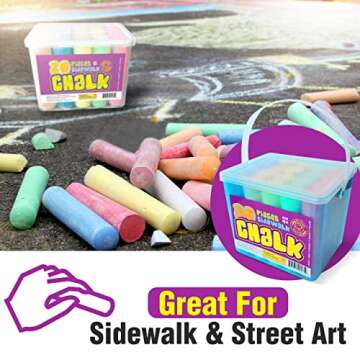 S.T.O.R.M. Sidewalk Chalk Sets For Kids Easter Basket Stuffers For Outside Bulk Washable Chalk Bucket 20 Pieces
