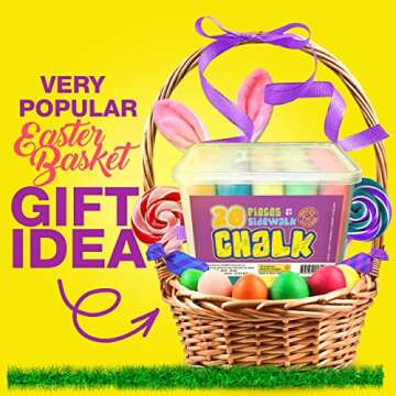 S.T.O.R.M. Sidewalk Chalk Sets For Kids Easter Basket Stuffers For Outside Bulk Washable Chalk Bucket 20 Pieces