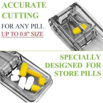 Pill Cutter for Small or Large Pills. The Best Multiple Pill Splitter Ever! Design in The USA. Doubles as a Pill Box. Not Suitable for Tiny Pills (Gray)