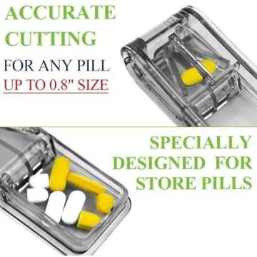 Pill Cutter for Small or Large Pills. The Best Multiple Pill Splitter Ever! Design in The USA. Doubles as a Pill Box. Not Suitable for Tiny Pills (Gray)