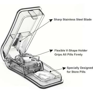 Pill Cutter for Small or Large Pills. The Best Multiple Pill Splitter Ever! Design in The USA. Doubles as a Pill Box. Not Suitable for Tiny Pills (Gray)