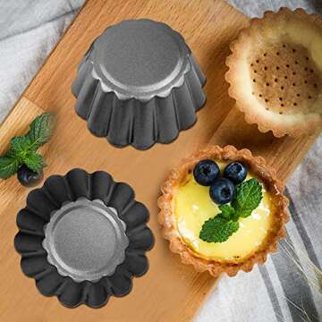 DaKuan 12 Packs Egg Tart Mold - Mini Pie Pans Baking Tool, Carbon Steel