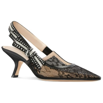 Coutgo Womens Slingback Kitten Heels Closed Pointed Toe Bowknot Knitted Slip On Work Pumps Dress Sho...