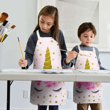Unicorn Kids Aprons - Adjustable & Waterproof Fun!