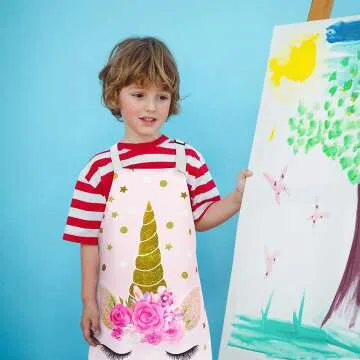 Unicorn Kids Aprons - Adjustable & Waterproof Fun!