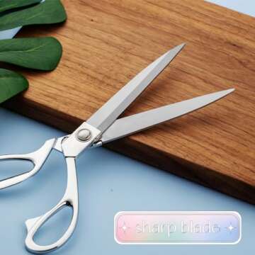 10.5'' Silver Fabric Scissors Stainless Steel sharp Tailor Scissors clothing Scissors Professional Heavy Duty Dressmaking Shears Sewing Tailor