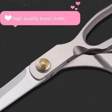 10.5'' Silver Fabric Scissors Stainless Steel sharp Tailor Scissors clothing Scissors Professional Heavy Duty Dressmaking Shears Sewing Tailor