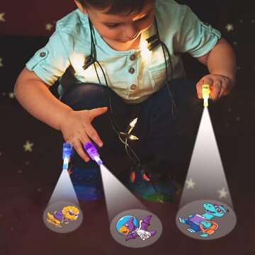 32 Finger Lights Dinosaur Party Favors Birthday Decorations, Goodie Bags Pinata Stocking Stuffers Fillers Dinosaur Toys Bulk Christmas Stuff for Kids 3 4 5 7 Light Up Party Supplies Classroom Prizes