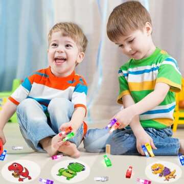 32 Finger Lights Dinosaur Party Favors Birthday Decorations, Goodie Bags Pinata Stocking Stuffers Fillers Dinosaur Toys Bulk Christmas Stuff for Kids 3 4 5 7 Light Up Party Supplies Classroom Prizes