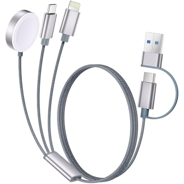 Temdan Apple Watch Charger,3 in 2 USB C Cable for iPhone 16 Charger/Type C/Lightning Nylon Braided M...