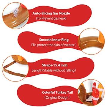 3 Pack Thanksgiving Ring Toss Games Toys for Kids Thanksgiving Inflatable Turkey Hat Toss Games Thanksgiving Family School Party Favors Supplies Indoor Outdoor Party Game(3 Turkey Hats, 12 Rings)