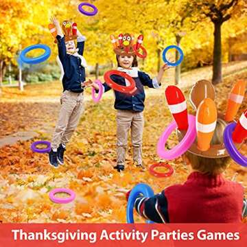 3 Pack Thanksgiving Ring Toss Games Toys for Kids Thanksgiving Inflatable Turkey Hat Toss Games Thanksgiving Family School Party Favors Supplies Indoor Outdoor Party Game(3 Turkey Hats, 12 Rings)
