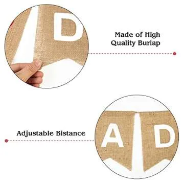 Happy Father's Day Banner Burlap Decorations Party Supplies
