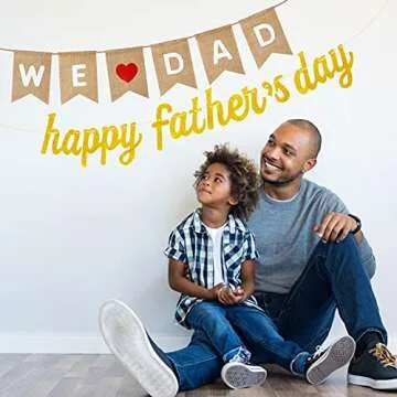 Happy Father's Day Banner Burlap Decorations Party Supplies