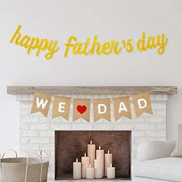 Happy Father's Day Banner Burlap Decorations Party Supplies
