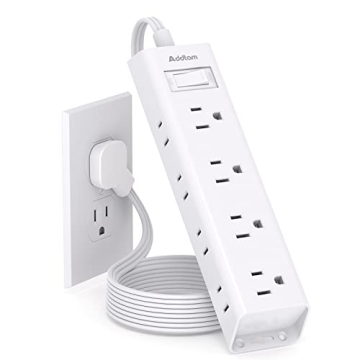 Flat Plug Power Strip with 12 Outlets and Surge Protection