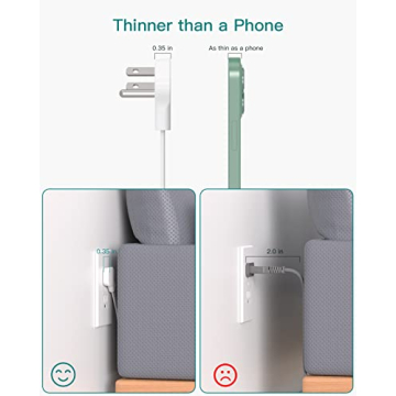 Flat Plug Power Strip with 12 Outlets and Surge Protection