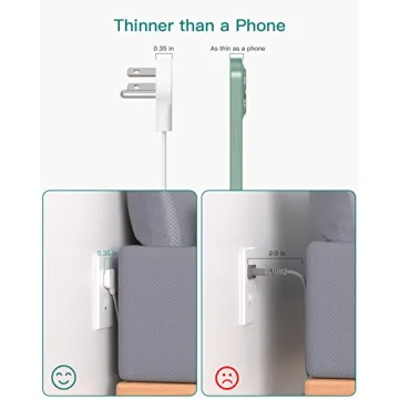 Flat Plug Power Strip with 12 Outlets and Surge Protection
