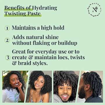 NaturAll Twisting, Hair Styling Paste, 8 Fluid Ounces - Sulfate-Free Braiding Gel for Coily Hair, Perfect for Dreadlock Maintenance, Infused with Avocado, Kiwi, and Other Special Extracts