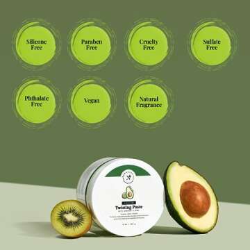 NaturAll Twisting, Hair Styling Paste, 8 Fluid Ounces - Sulfate-Free Braiding Gel for Coily Hair, Perfect for Dreadlock Maintenance, Infused with Avocado, Kiwi, and Other Special Extracts