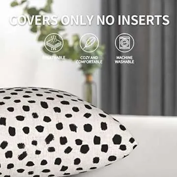 BETGINY Boho Pillow Covers 20x20, Polka Dot Outdoor Decorative Throw Pillows for Bed, Vintage Black White Decor Cushion Covers 2 Pcs Soft Large Linen Pillowcase for Sofa Bed Couch