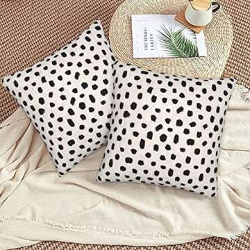BETGINY Boho Pillow Covers 20x20, Polka Dot Outdoor Decorative Throw Pillows for Bed, Vintage Black White Decor Cushion Covers 2 Pcs Soft Large Linen Pillowcase for Sofa Bed Couch