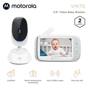 Motorola Nursery VM75 Video Baby Monitor: 5" Screen, 2-Way Audio, Night Vision, 1000ft Range and Mor...