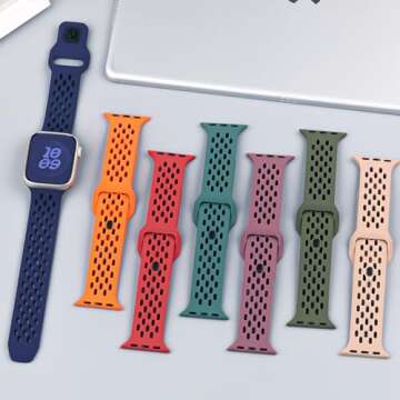 Sport Band for Apple Watch Band 44mm 45mm 46mm Ultra 49mm 40mm 41mm 38mm 42mm for Men Women,Silicone...