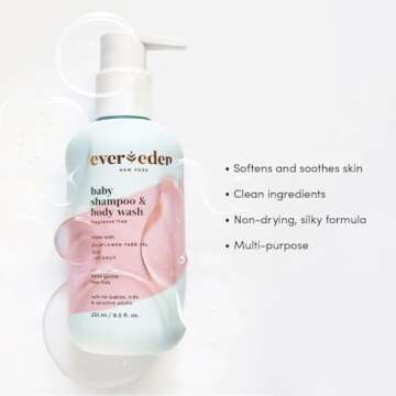 Evereden Baby Shampoo & Body Wash 2-in-1, 8.5 fl oz | Gentle, Non-Toxic, Fragrance-Free, Hydrating F...