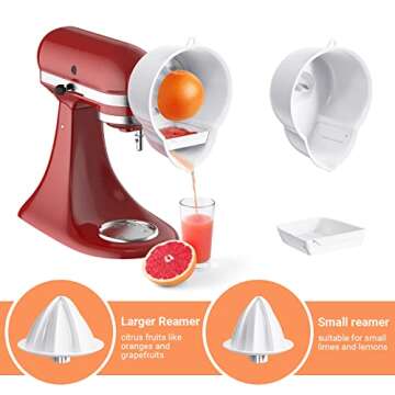 Juicer Attachment for Kitchenaid Stand Mixer with 2 Size Reamer, Citrus Squeezer for Kitchenaid Juicer Attachment, Juicer for Kitchen Aid Accessories and Attachments