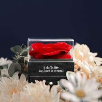 HEGUD Preserved Real Rose with I Love You Necklace in 100 Language, Valentines Day Gift for Her, Girlfriend, Eternal Real Rose Flower Gifts for Women Mom Wife on Mothers Day Birthday Anniversaries