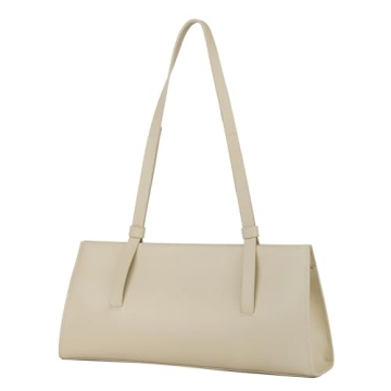 DONNAIN Genuine Leather Trendy Shoulder Bag for Women, Small Women Handbag and Clutch Purse (Beige)