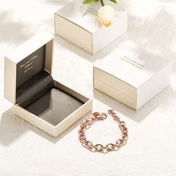 CIUNOFOR Bracelet Designer Brand Inspired Antique Women Jewelry Cable WireVintage Valentine's Day Wide Cuban Curb Link Bracelet Stainless Steel Adjustable Chain for Men (Medium Rose Gold, 9'')