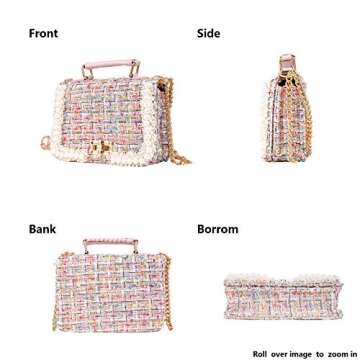 Qiayime Purses and Handbags for Women Fashion Ladies Top Handle Satchel Shoulder Tote Pearl bead chain Tote Crossbody Bag Pink