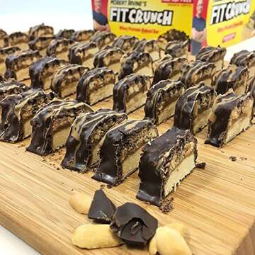 FITCRUNCH Snack Size Protein Bars, 6-Layer Baked Bar, 3g of Sugar & Soft Cake Core (18 Bars, Peanut Butter)