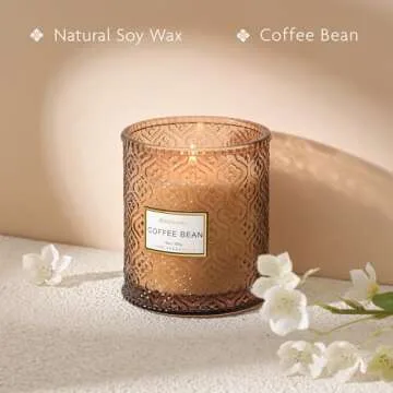 Coffee Bean Scented Candles, Large Natural Soy Candle, 88 Hours Burning Time, Decorative Candles in Glass, Aromatherapy Candle Gift for Women, 19oz