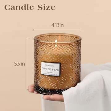 Coffee Bean Scented Candles, Large Natural Soy Candle, 88 Hours Burning Time, Decorative Candles in Glass, Aromatherapy Candle Gift for Women, 19oz