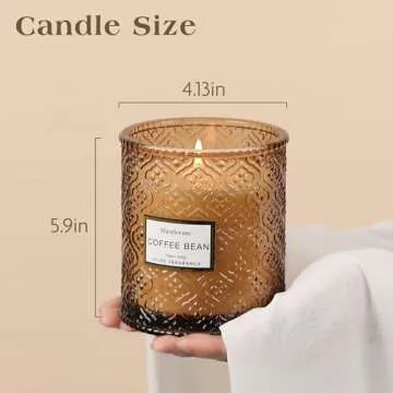 Coffee Bean Scented Candles, Large Natural Soy Candle, 88 Hours Burning Time, Decorative Candles in Glass, Aromatherapy Candle Gift for Women, 19oz