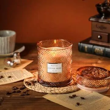 Coffee Bean Scented Candles, Large Natural Soy Candle, 88 Hours Burning Time, Decorative Candles in Glass, Aromatherapy Candle Gift for Women, 19oz