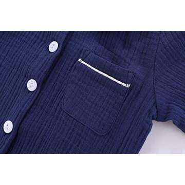 Mud Kinggdom Toddler Boys Pajamas Button Down Kids Clothes Sleepwear Sets Navy Blue 4T