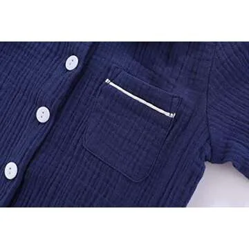 Mud Kinggdom Toddler Boys Pajamas Button Down Kids Clothes Sleepwear Sets Navy Blue 4T