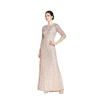 Adrianna Papell 3/4 Sleeve Beaded Gown for Weddings