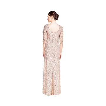 Adrianna Papell 3/4 Sleeve Beaded Gown for Weddings