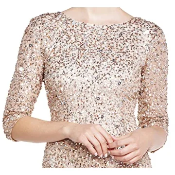 Adrianna Papell 3/4 Sleeve Beaded Gown for Weddings