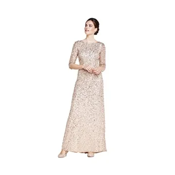 Adrianna Papell 3/4 Sleeve Beaded Gown for Weddings