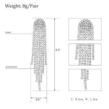 Elegant Mlouye Clip on Earrings with Crystal Tassels