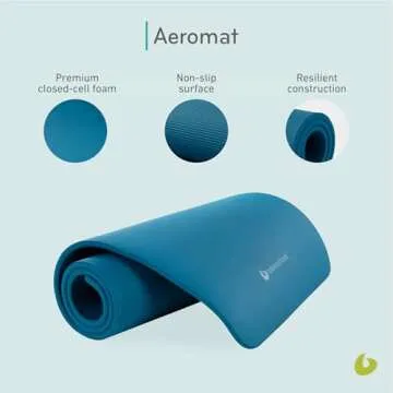 Balanced Body Aeromat Pilates and Yoga Mat for Floor Exercise, Extra-Thick Floor Workout Mat for Pilates or Yoga Exercises and Workouts, Studio or Home Gym Mat, Blue