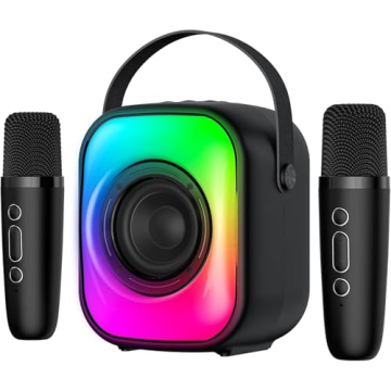 Mini Karaoke Machine with Wireless Mics & Bluetooth