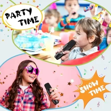 Mini Karaoke Machine with Wireless Mics & Bluetooth